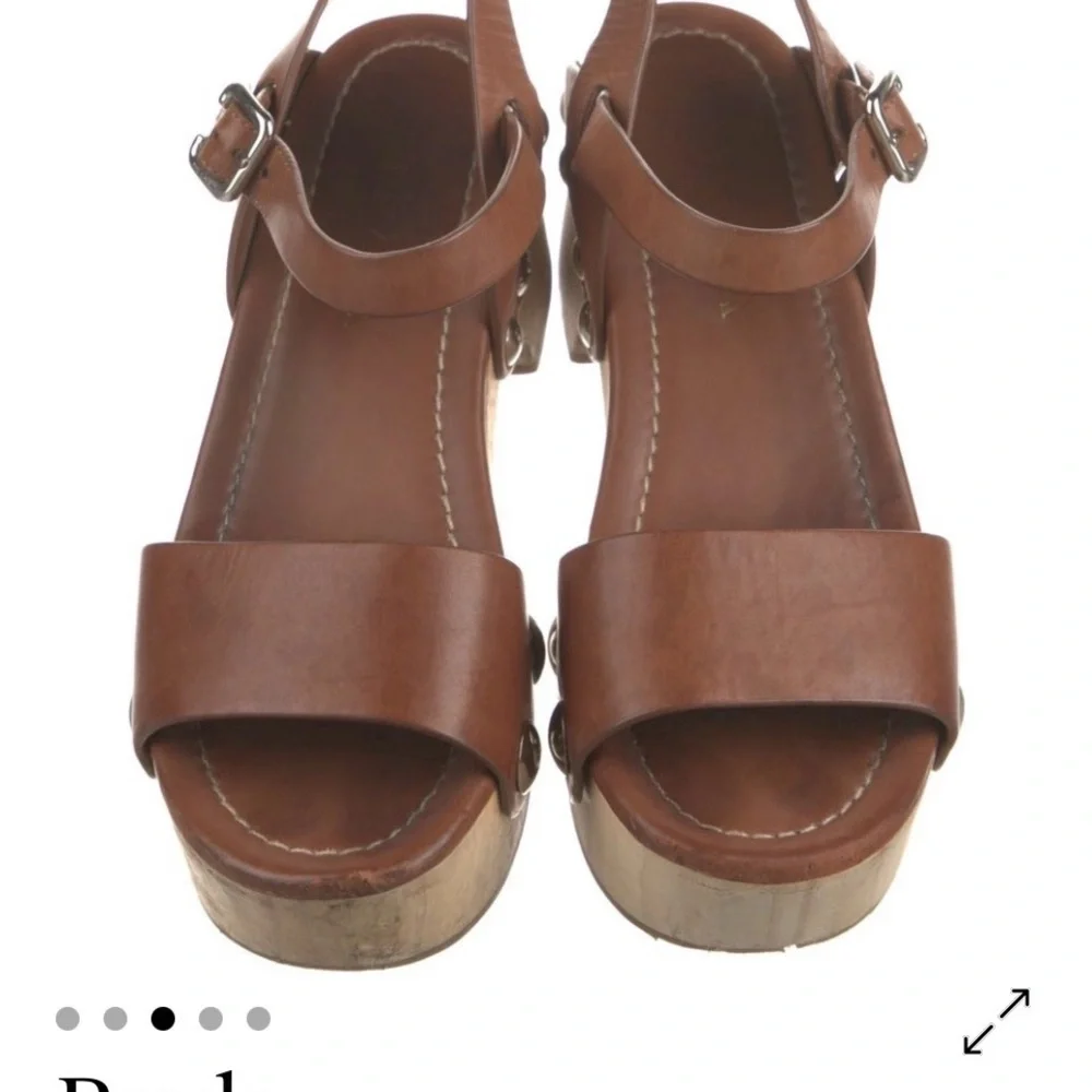 Prada Brown Leather Wood-Platform Sandal